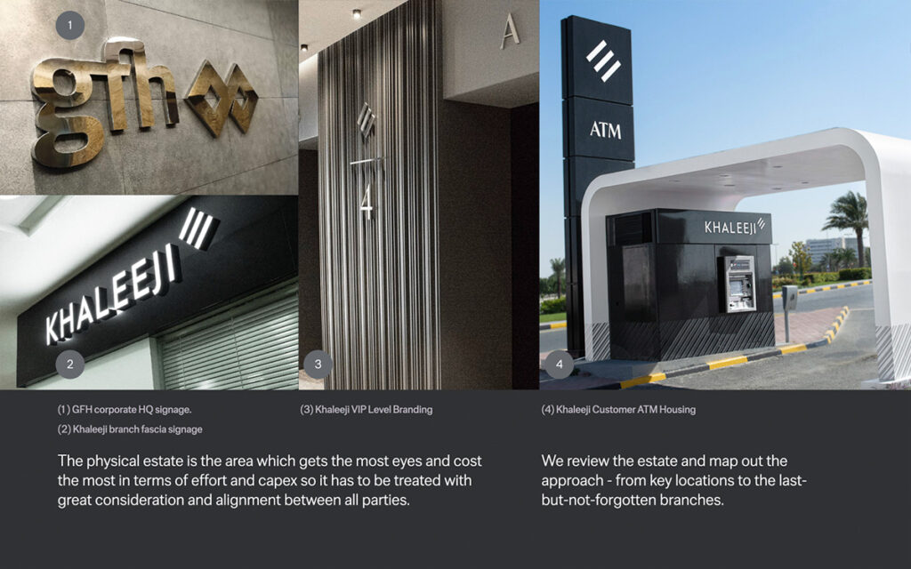 The visible estate has the longest lead time but creates the most impact. Plan it well and be ready to reveal the new brand on the HQ and most prominent outlets from day one.