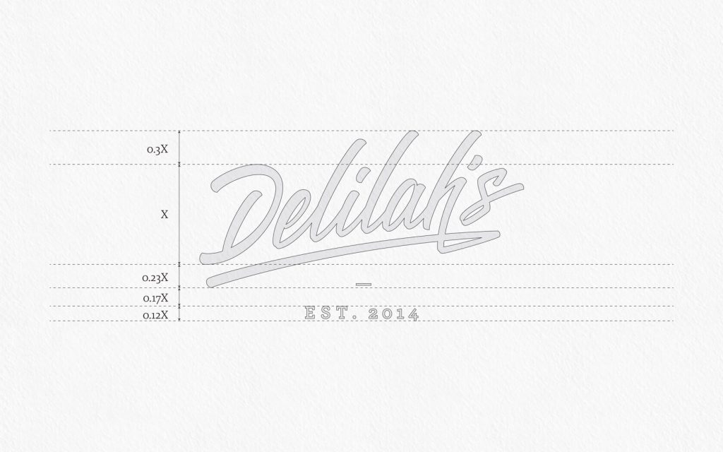 Delilah’s. Brand logo with architectural grid