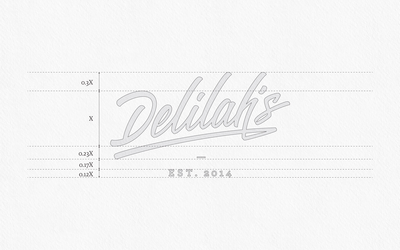 Delilah’s. Brand logo with architectural grid