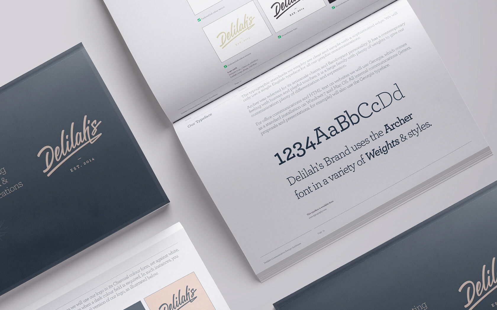 Delilah’s. Brand guidelines typeface spread