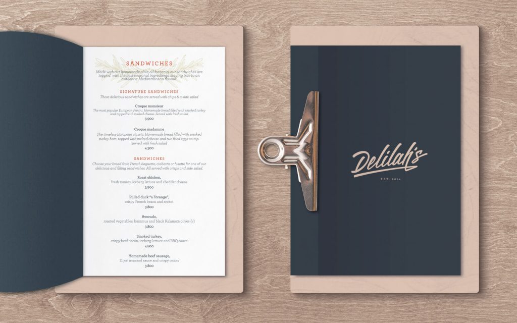 Delilah’s. Menu Design