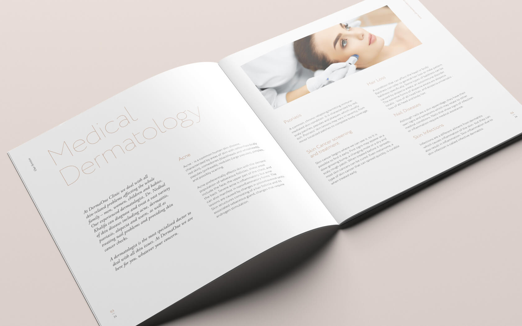 Brochure spread about medical dermatology