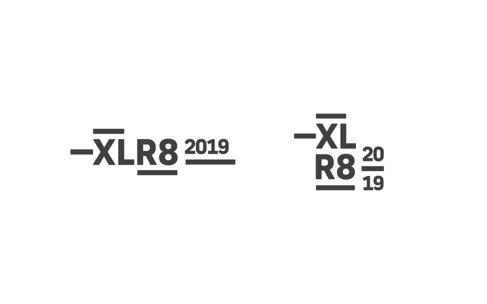 XLR8. Brand logo in horizontal and vertical lockup version