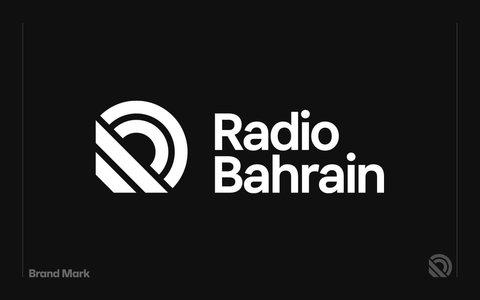 Radio Bahrain logo in white on black