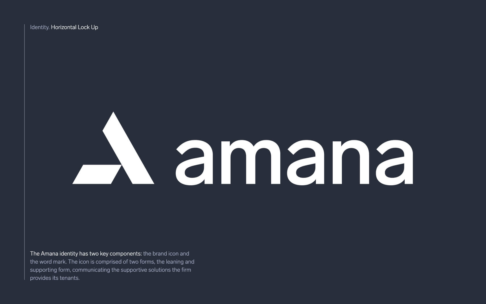Amana. Brand logo in white with brand description