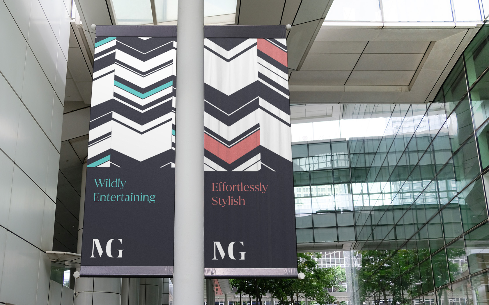 Marassi Galleria. Hanging banners styles