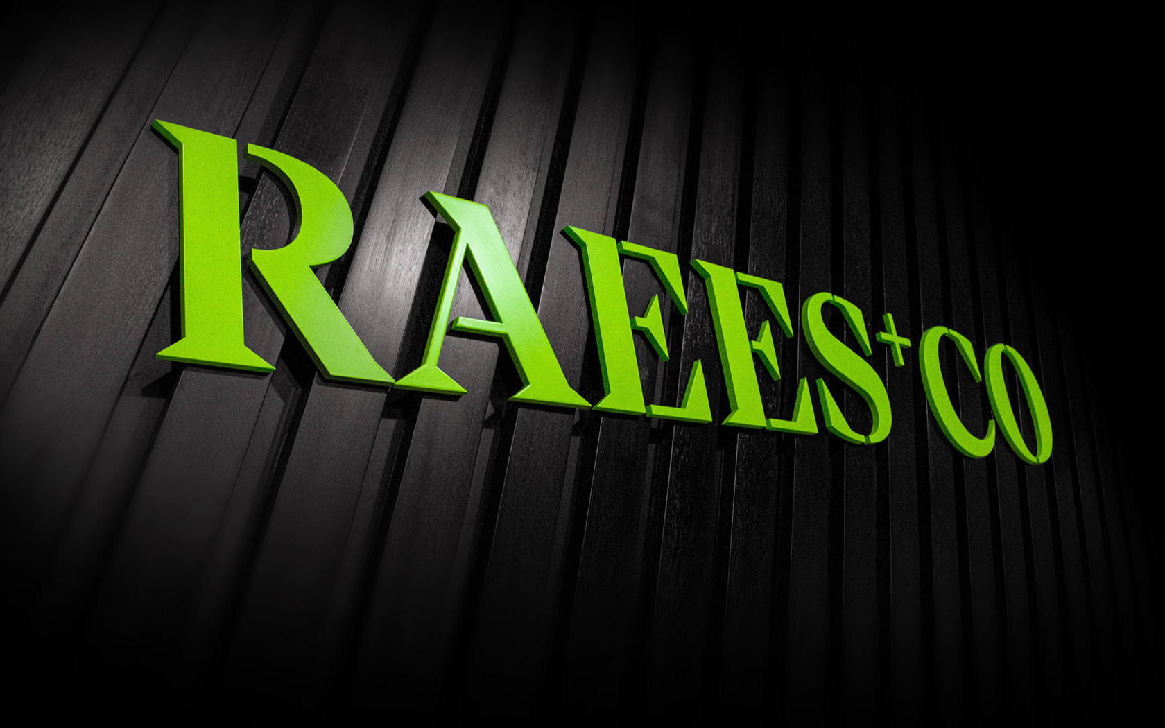 Raees & Co. Brand logo with 3d cutout letter