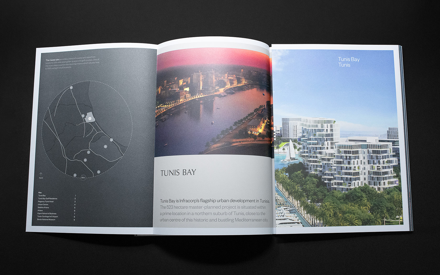 Brochure. Tunis project with half gate-fold open