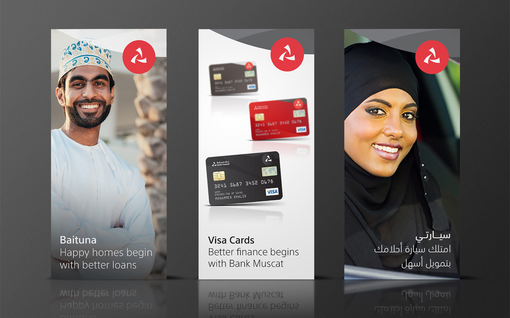 Bank Muscat. Leaflet cover examples