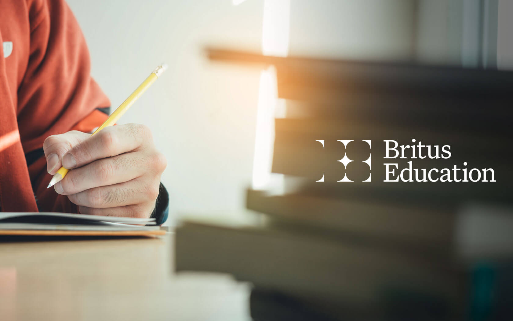 Britus Education. Brand logo in white