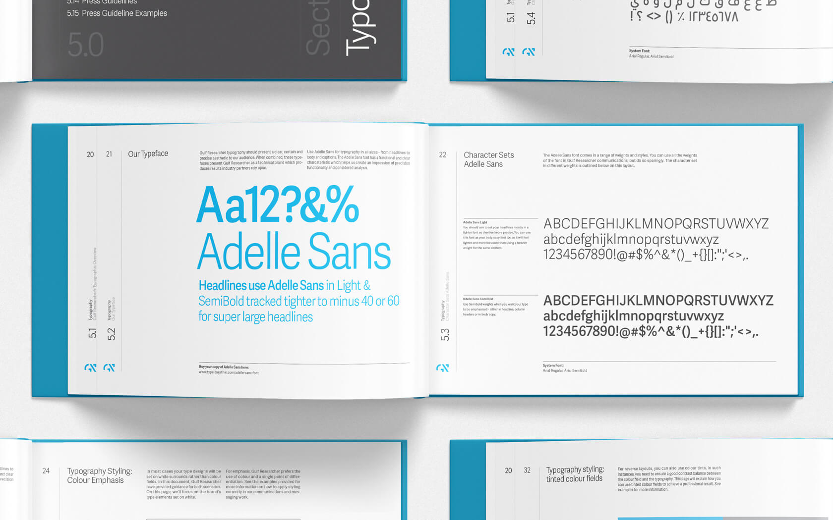 GRE. Brand Guideline typography spread