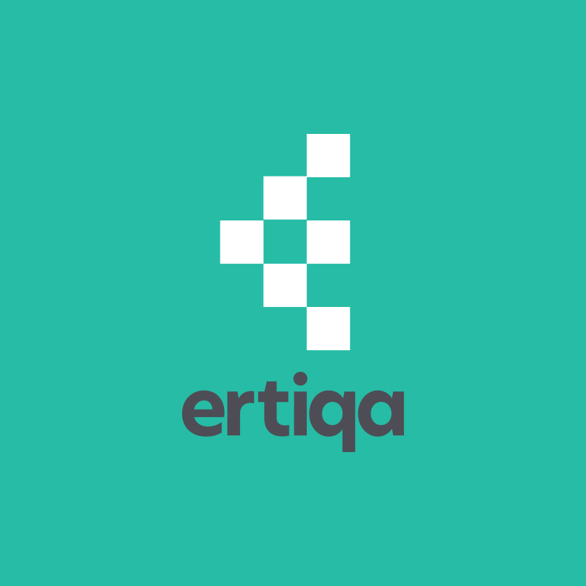 Ertiqa. Brand logo on green background