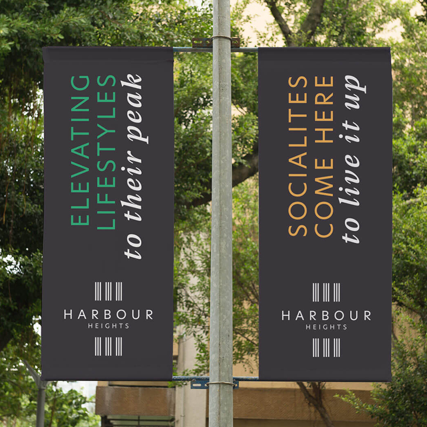 Harbour Height. Hanging banners examples