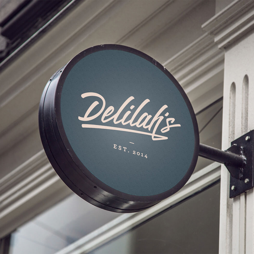 Delilah’s. Hanging sign