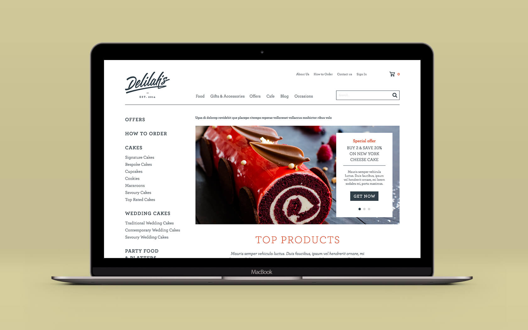 Delilah’s. Website Homepage