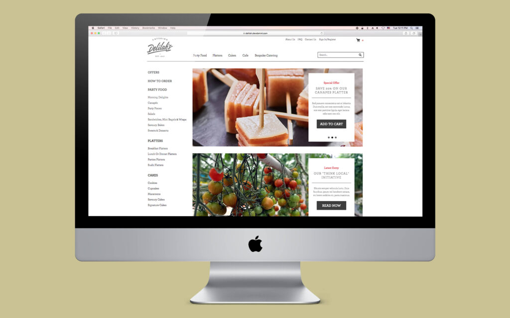Delilah’s. Website Homepage in desktop browser