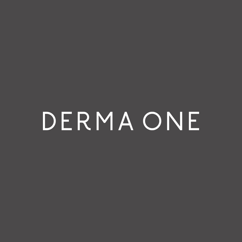 Derma One. Brand logo in white