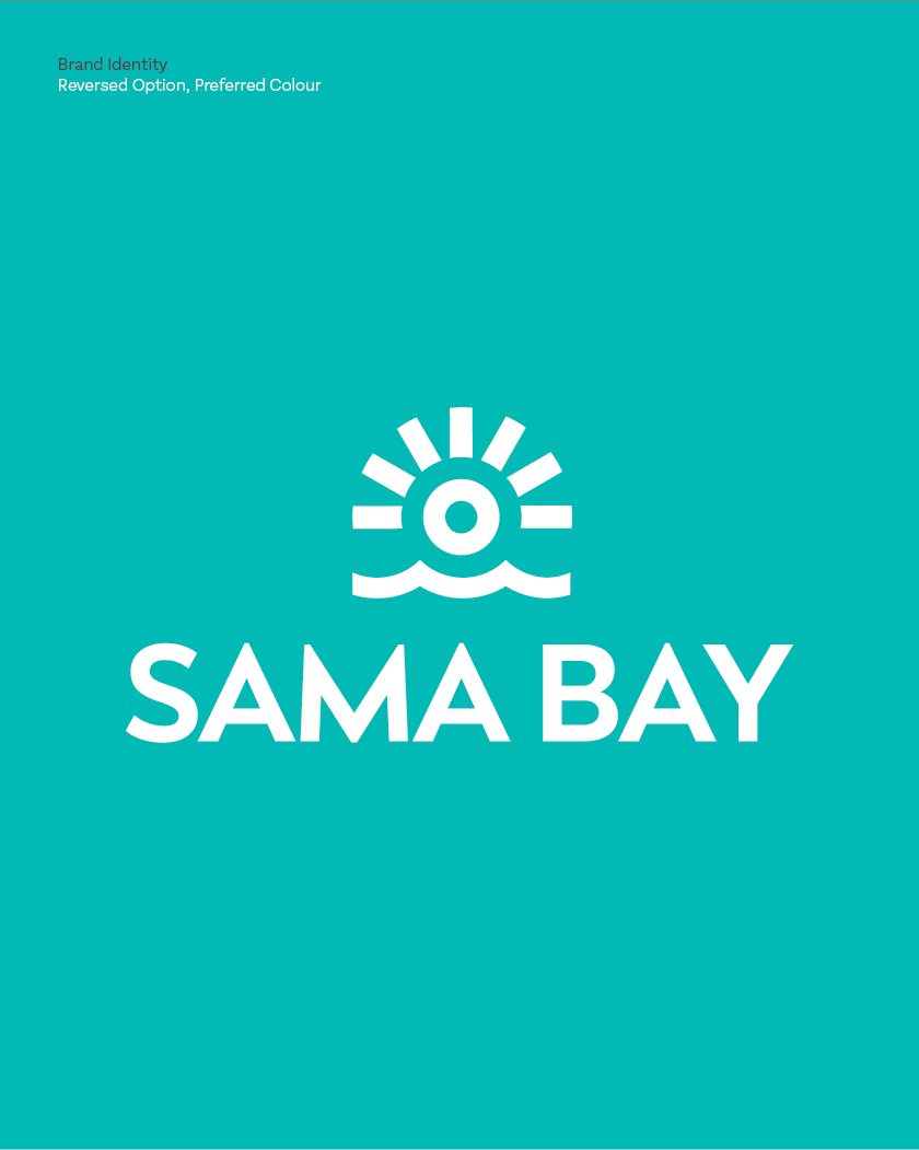 Brand Logo in White on coloured background for Sama Bay Brand