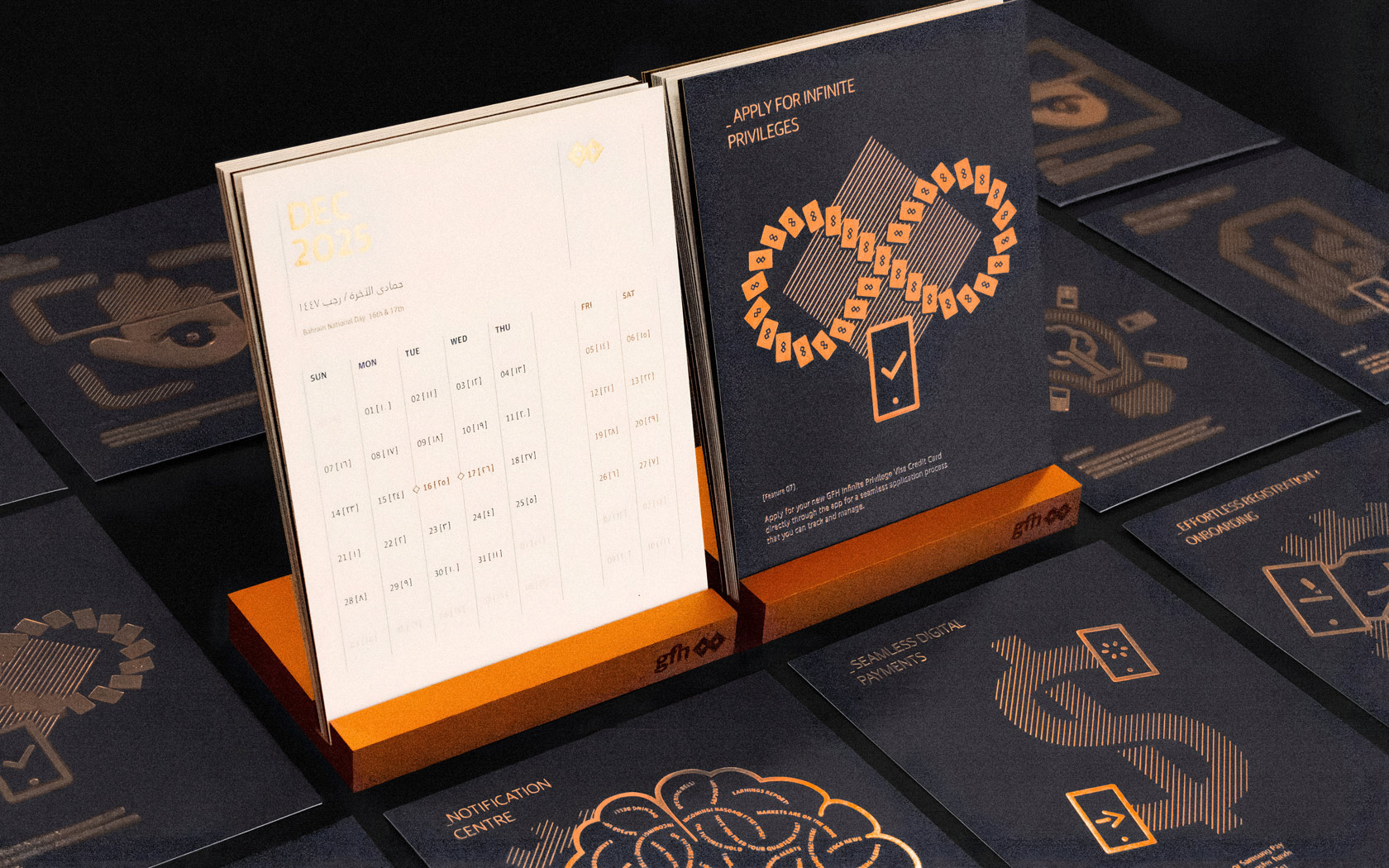 Calendar with stand and infographic sheets for Calendar 2025