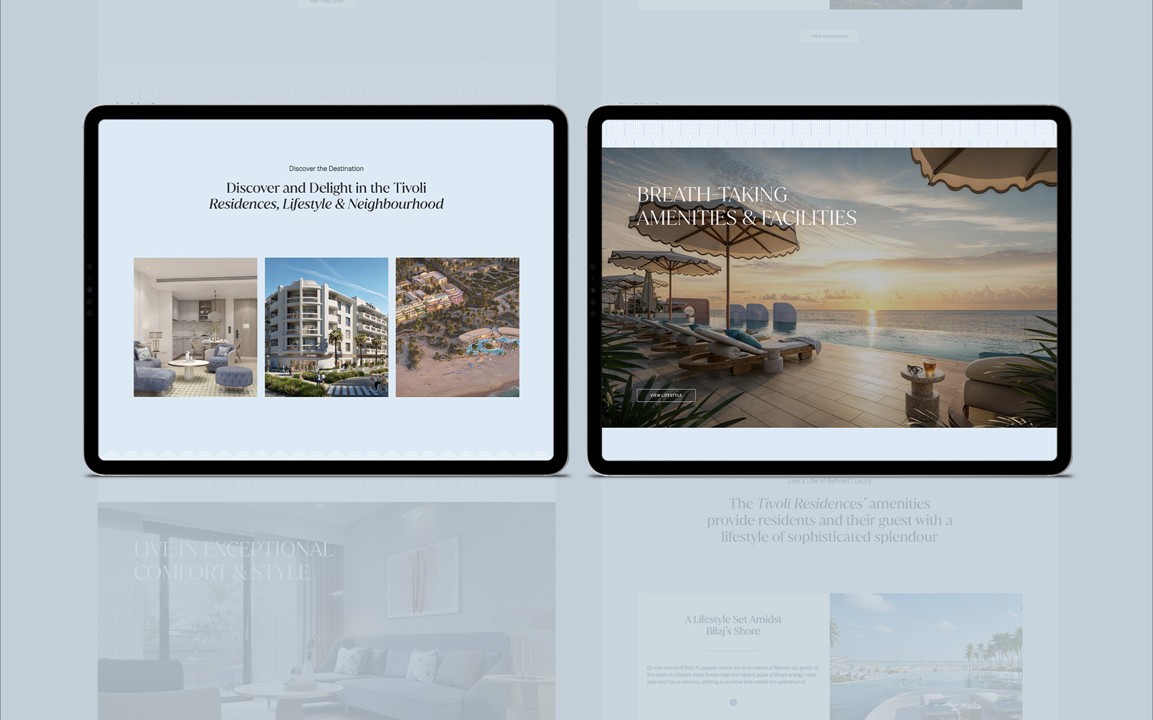 Tivoli website pages in tablet for Bilaj Al Jazayer.