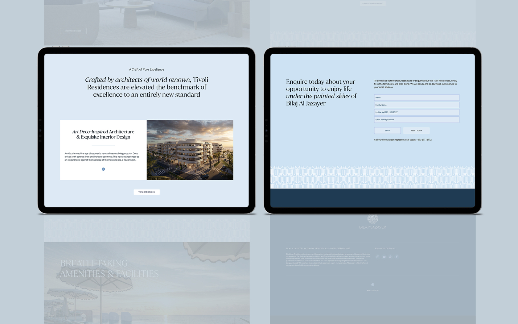 Tivoli website pages layout in tablet for Bilaj Al Jazayer