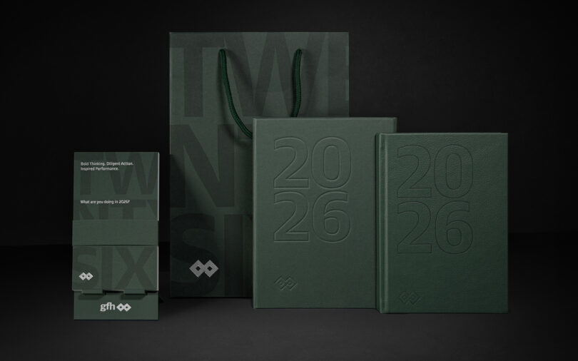 Set of calendar with packaging. 2026 Calendar By Unisono for GFH Financial Group.