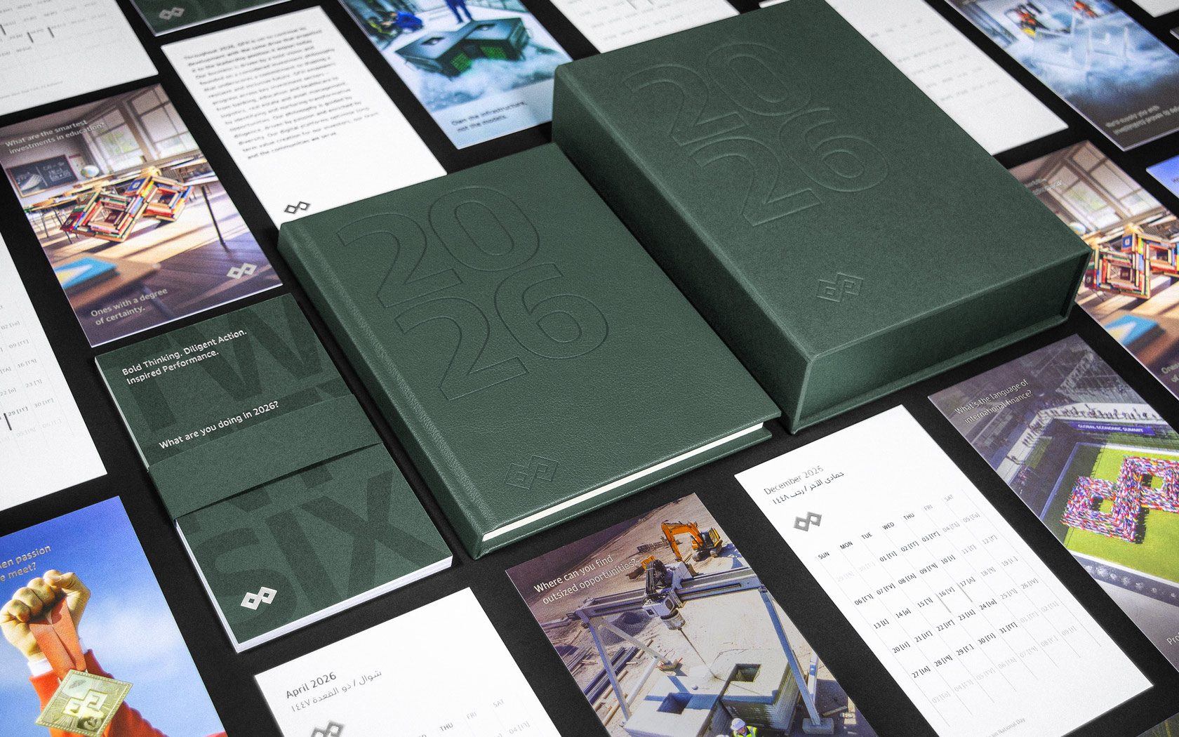 Calendar pack with notebook and Calendar sheets. 2026 Calendar By Unisono for GFH Financial Group.
