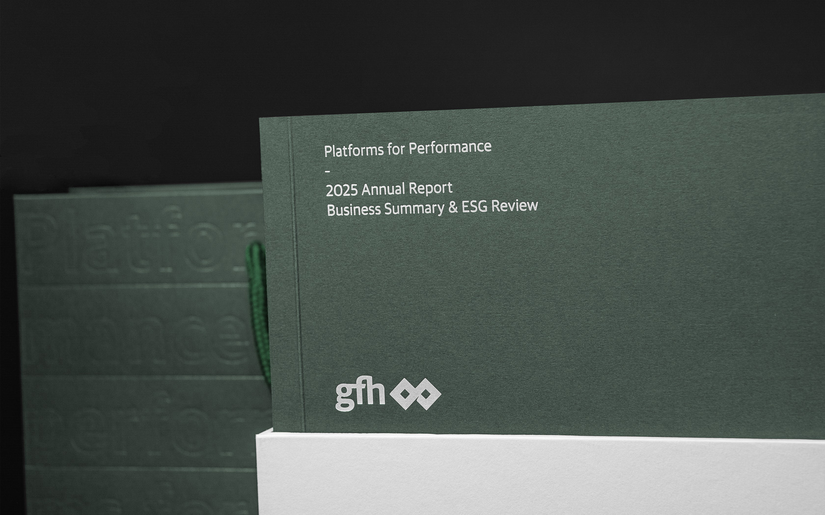 Annual Reports with Rose Silver foil treatment for GFH Annual Report 2025.