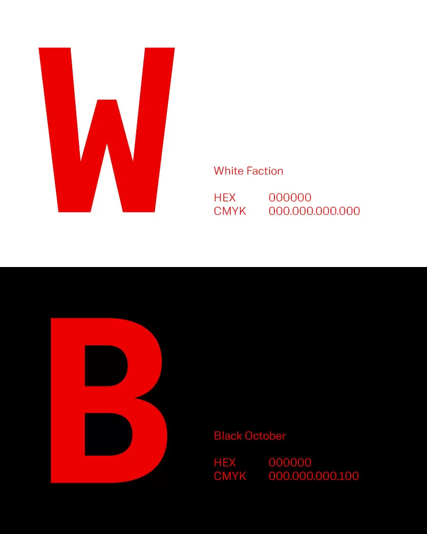 Brand colour in white and black