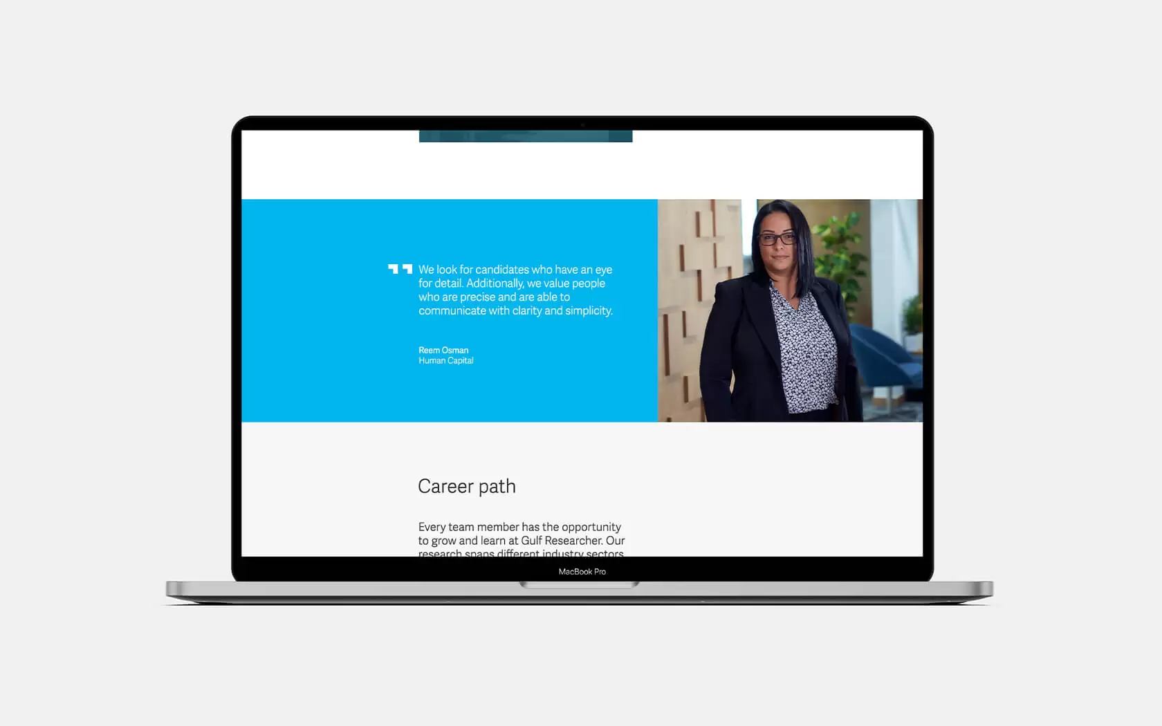 GRE Website. Team bio page