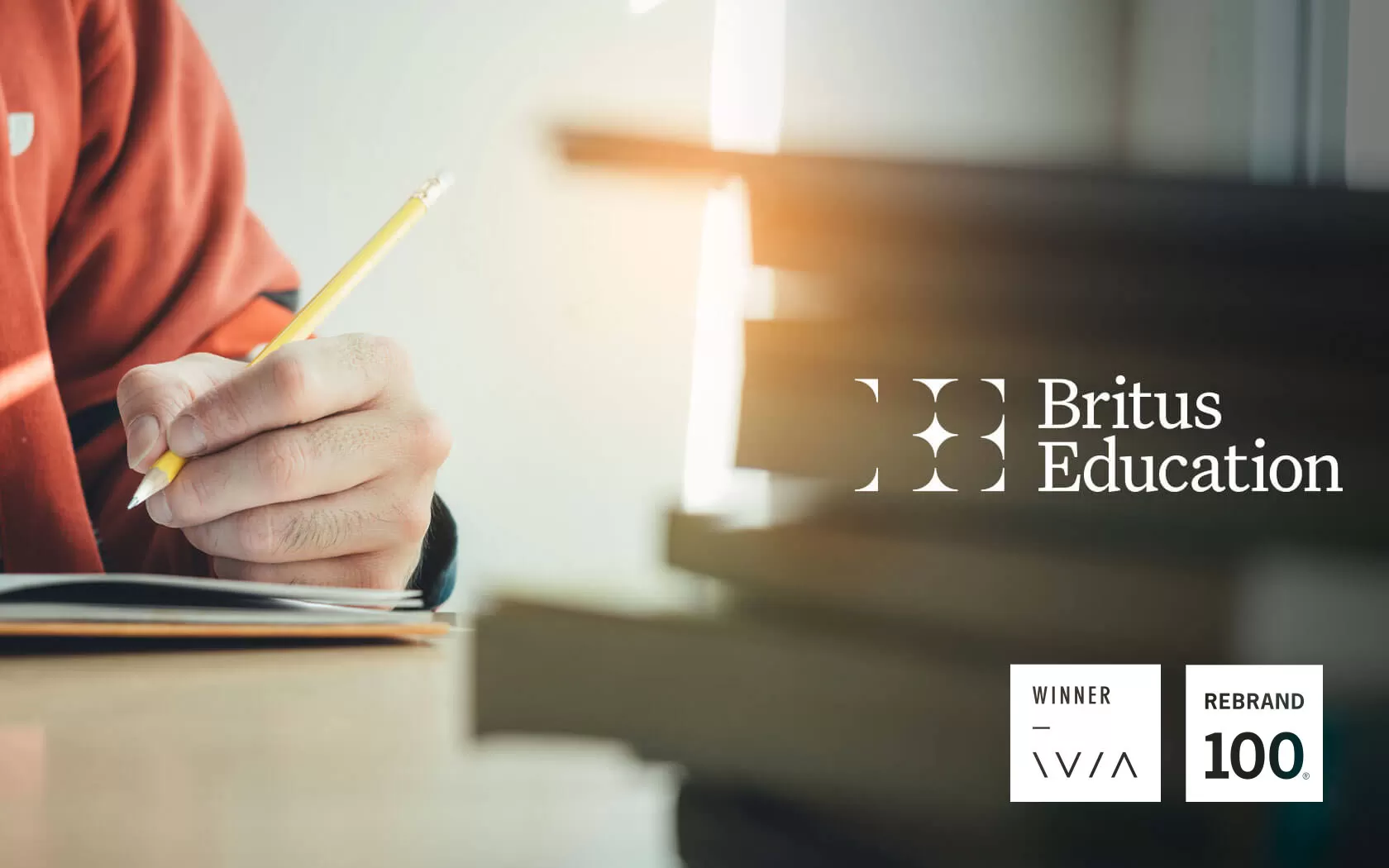 Britus Education. Brand logo in white